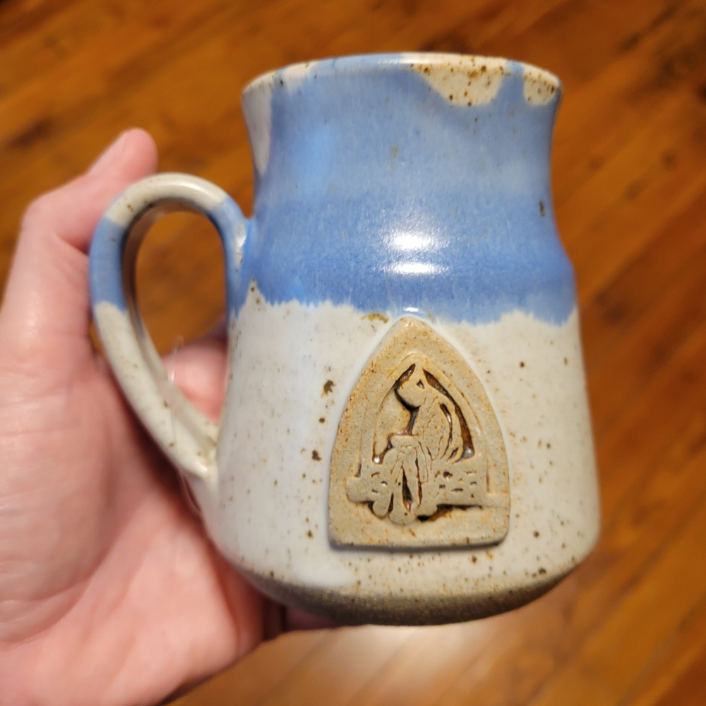 Handcrafted M Zoeller Blue and Cream Ceramic Mug